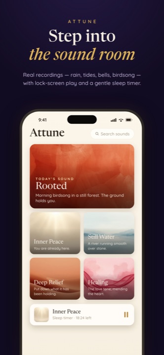 Attune sound room — ambient sounds with sleep timer